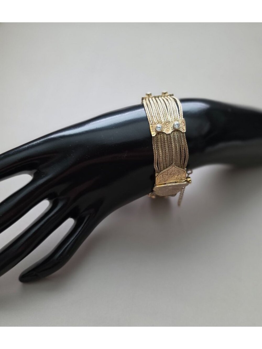 Vtg ANATOLI Gold Plated 925 Sterling Silver Multi-Strand Art Nouveau 7" Bracelet